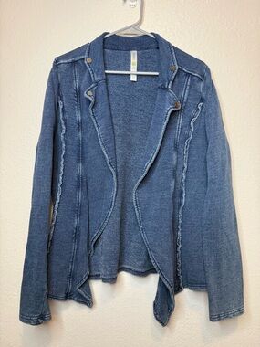 I Move by French Dressing Jeans Cotton Blue Jean Cardigan Blazer Size Small